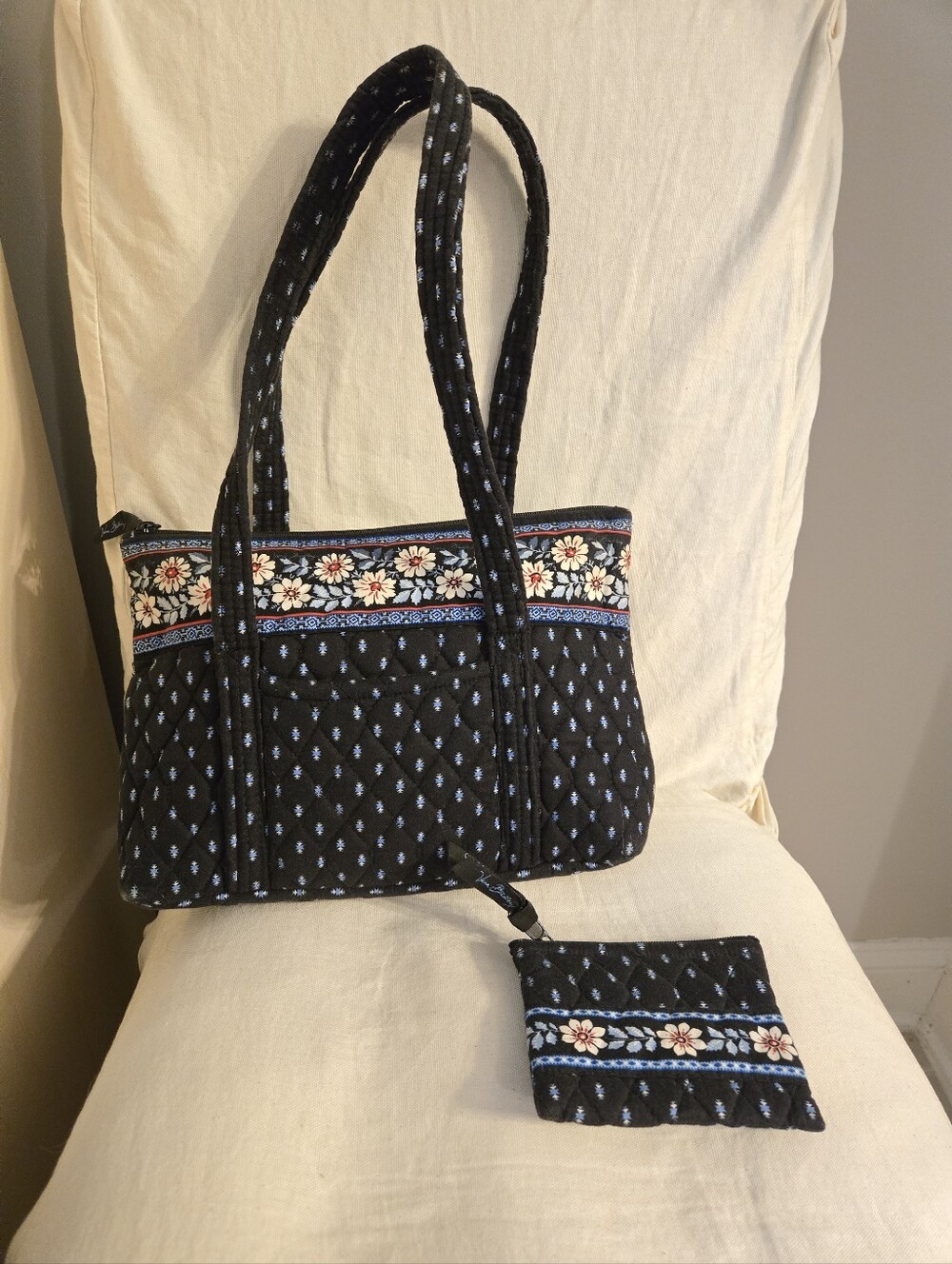 Vera Bradley Alpine Black Retired Purse & Matching Coin Case Set
